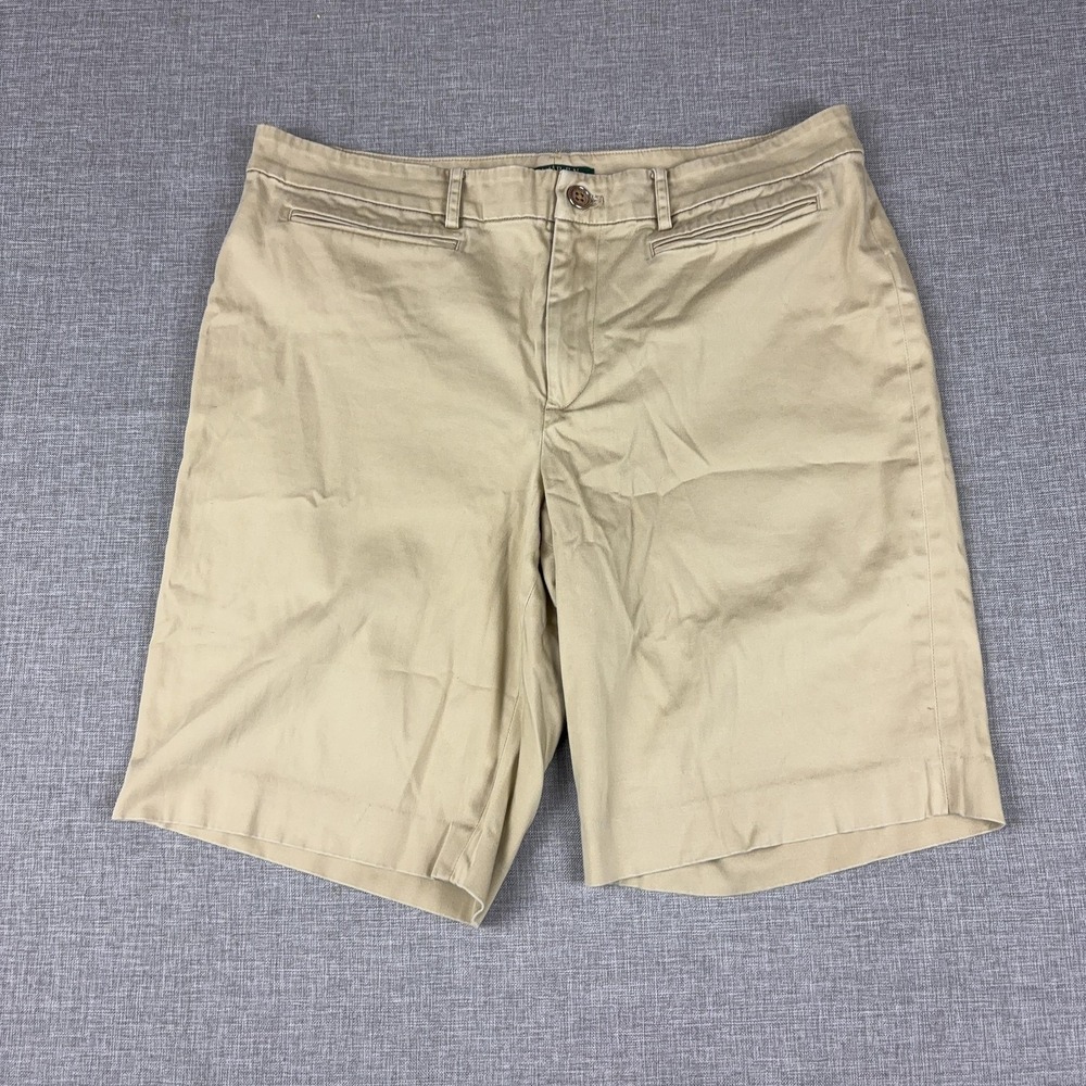 Lauren Ralph Lauren Shorts Womens 18 Beige Chino Bermuda Flat Front Casual